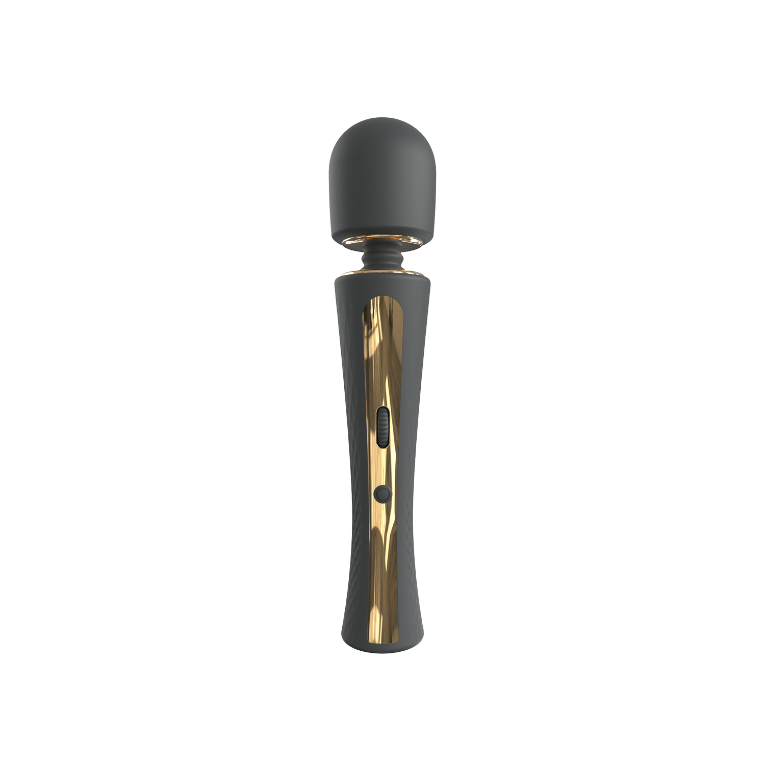 Black with gold accent wand vibrator on a transparent background